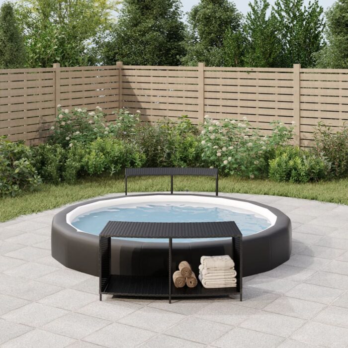 Étagères de rangement 2 pcs noir résine tressée – Image 1