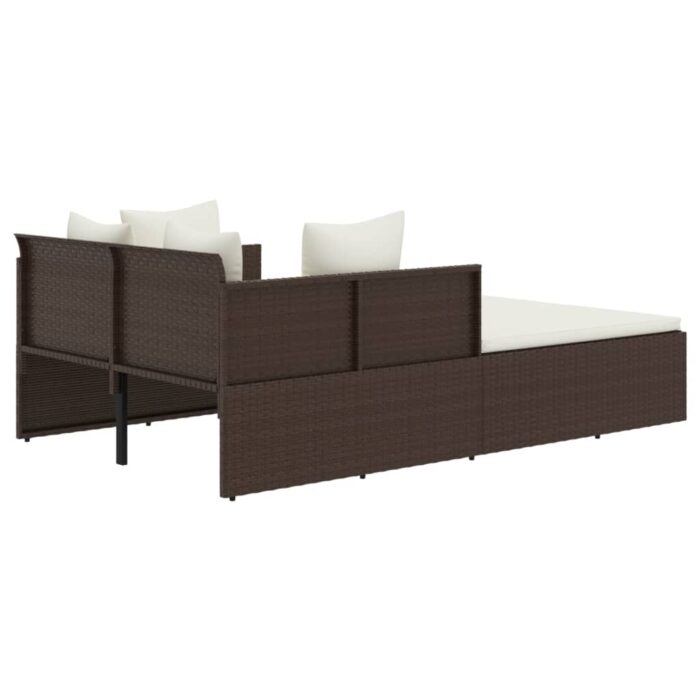 Chaise longue avec coussins marron 182x118x63 cm résine tressée – Image 3