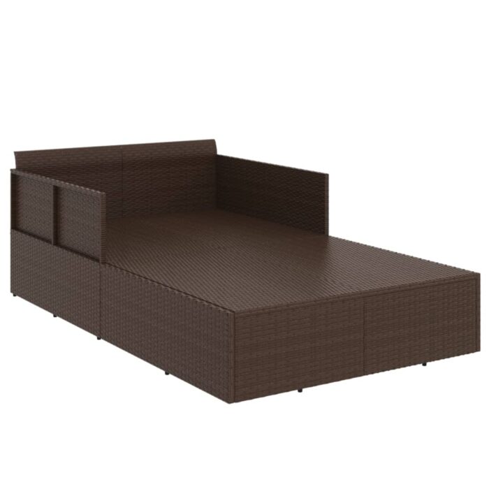Chaise longue avec coussins marron 182x118x63 cm résine tressée – Image 4
