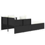 Chaise longue avec coussins noir 182x118x63 cm résine tressée – Image 3