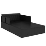 Chaise longue avec coussins noir 182x118x63 cm résine tressée – Image 4