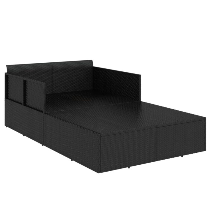 Chaise longue avec coussins noir 182x118x63 cm résine tressée – Image 4