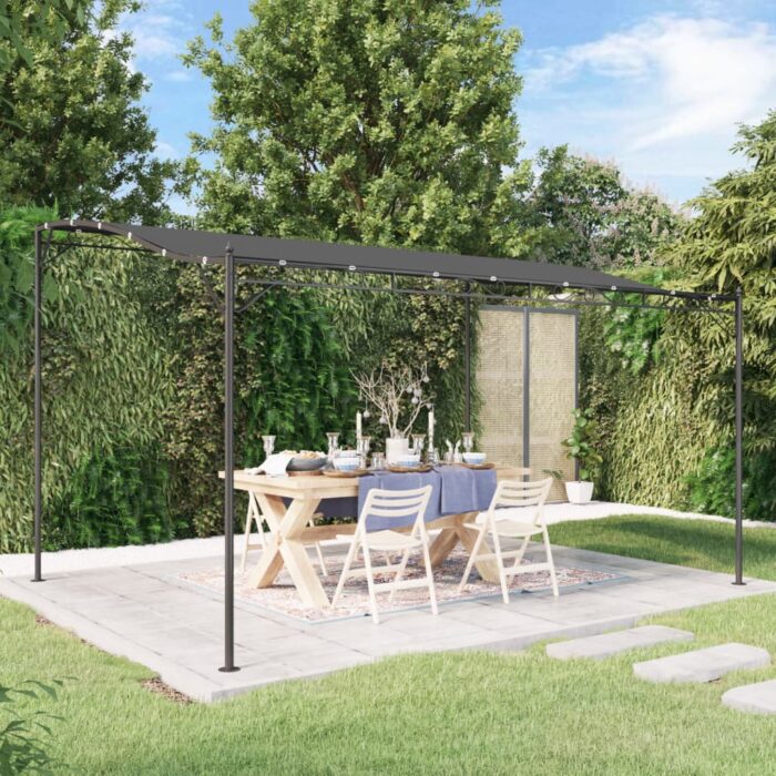 Auvent anthracite 4x3 m 180 g/m² tissu et acier – Image 1