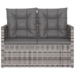 Banc de jardin avec coussins Gris 105 cm Résine tressée – Image 2
