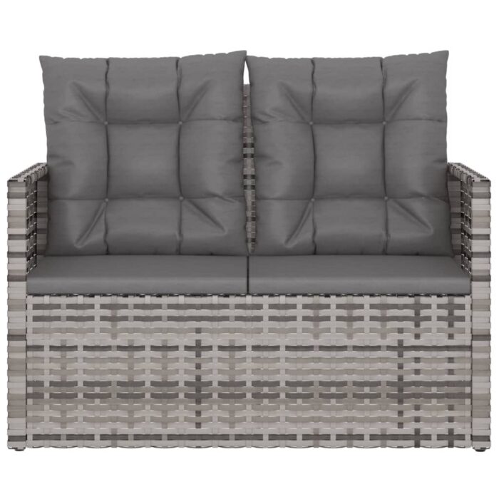 VXL8720845730116_g_en_hd_2.jpg Banc de jardin avec coussins Gris 105 cm Résine tressée – Image 2