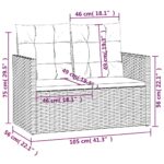 Banc de jardin avec coussins Gris 105 cm Résine tressée – Image 6