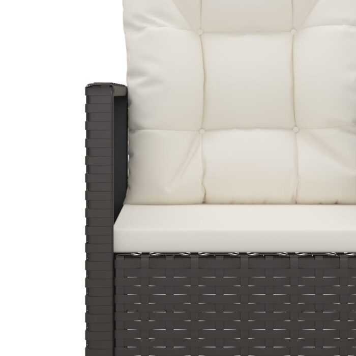 Fauteuil de jardin avec coussins Noir Résine tressée – Image 5