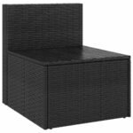 Canapés centraux de jardin et coussins 2pcs Noir Résine tressée – Image 2
