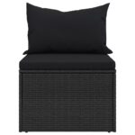 Canapés centraux de jardin et coussins 2pcs Noir Résine tressée – Image 3