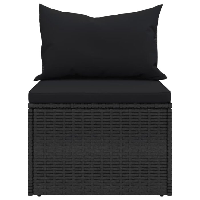 Canapés centraux de jardin et coussins 2pcs Noir Résine tressée – Image 3