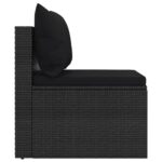 Canapés centraux de jardin et coussins 2pcs Noir Résine tressée – Image 4