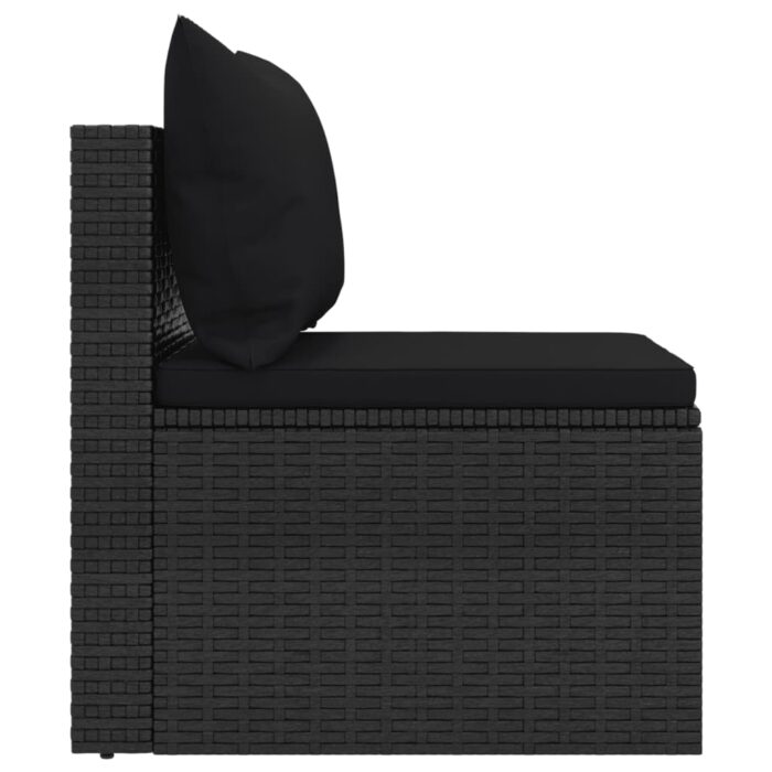 Canapés centraux de jardin et coussins 2pcs Noir Résine tressée – Image 4