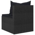 Canapés centraux de jardin et coussins 2pcs Noir Résine tressée – Image 5
