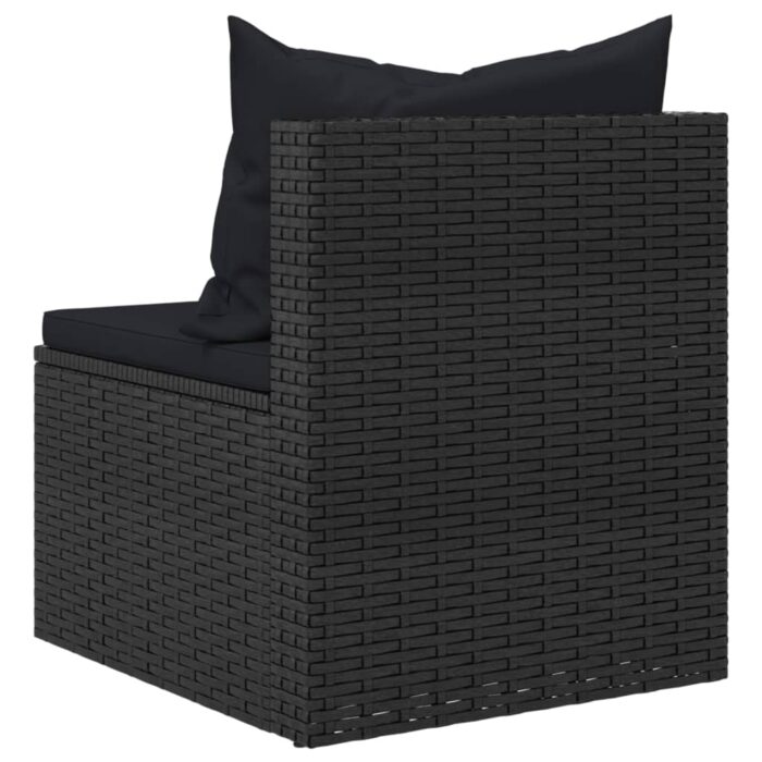 Canapés centraux de jardin et coussins 2pcs Noir Résine tressée – Image 5
