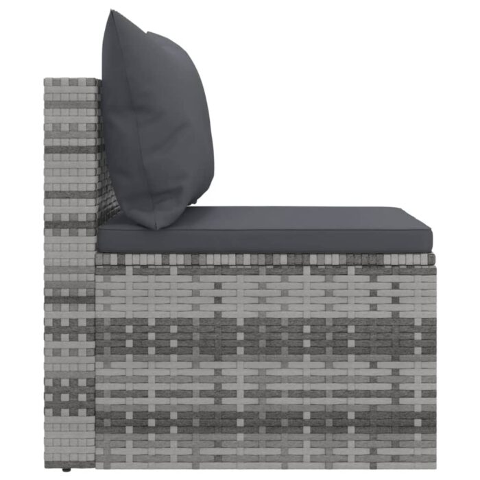 Canapés centraux de jardin et coussins 2pcs Gris Résine tressée – Image 4