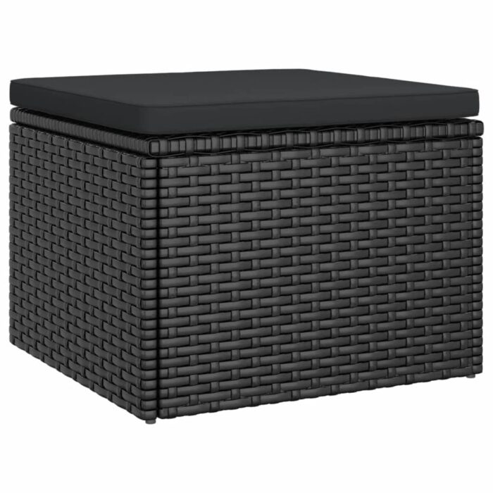 Canapé de jardin 3 places avec toit et repose-pieds Noir – Image 6