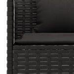Canapé de jardin en forme de L et coussins noir résine tressée – Image 4
