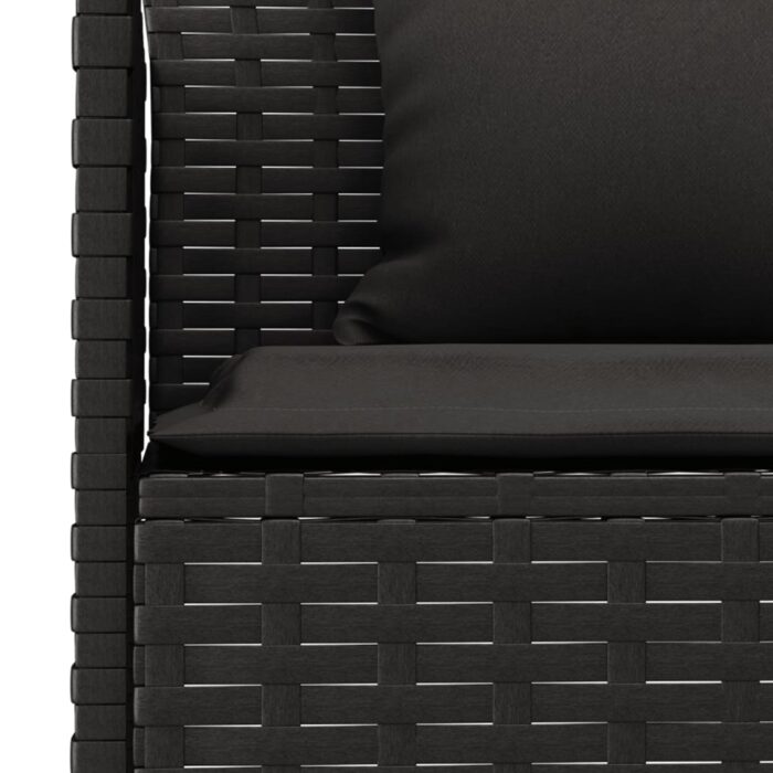 Canapé de jardin en forme de L et coussins noir résine tressée – Image 4