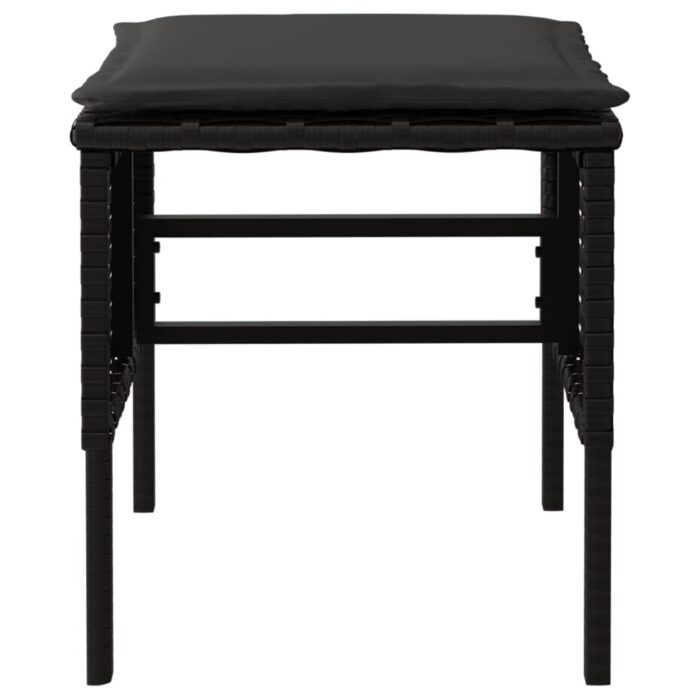 Repose-pieds de jardin et coussins lot de 4 Noir Résine tressée – Image 3