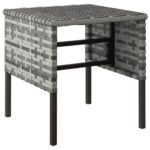 Repose-pieds de jardin et coussins lot de 4 Gris Résine tressée – Image 2