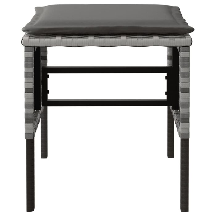 Repose-pieds de jardin et coussins lot de 4 Gris Résine tressée – Image 3