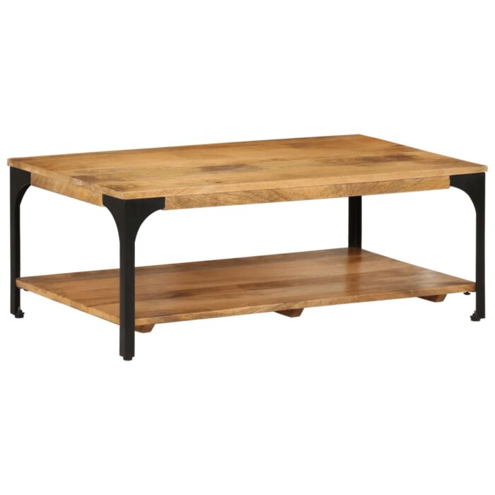 Table basse 2 niveaux 100x55x38cm bois manguier massif et acier – Image 1