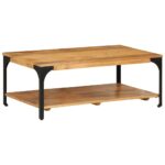 Table basse 2 niveaux 100x55x38cm bois manguier massif et acier – Image 7