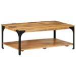 Table basse 2 niveaux 100x55x38cm bois manguier massif et acier – Image 8