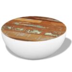 Table basse en forme de bol blanc bois de récupération massif – Image 10