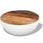 Table basse en forme de bol blanc bois de récupération massif – Image 11