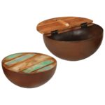 Tables basses en forme de bol 2 pcs bois de récupération massif – Image 2