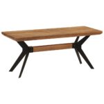 Banc de salle à manger 110x40x46 cm bois massif acacia et acier – Image 10
