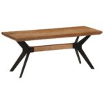 Banc de salle à manger 110x40x46 cm bois massif acacia et acier – Image 9