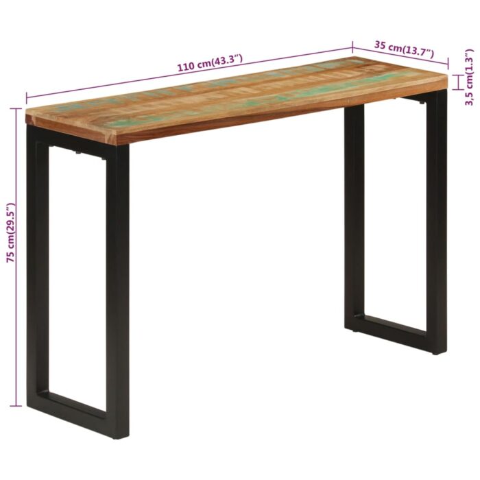 Table console 110x35x75 cm bois massif de récupération – Image 7