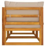 Canapés d'angle sectionnels 2 pcs coussins taupe Bois acacia – Image 3