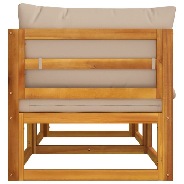 Canapés d'angle sectionnels 2 pcs coussins taupe Bois acacia – Image 3