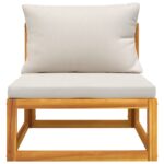 Salon de jardin avec coussins 2 pcs bois massif acacia – Image 2