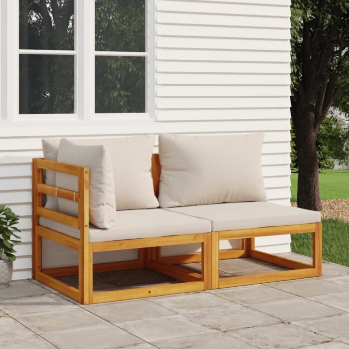 Salon de jardin avec coussins 2 pcs bois massif acacia – Image 1