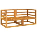 Canapés d'angle sectionnels 2 pcs coussins verts Bois acacia – Image 2