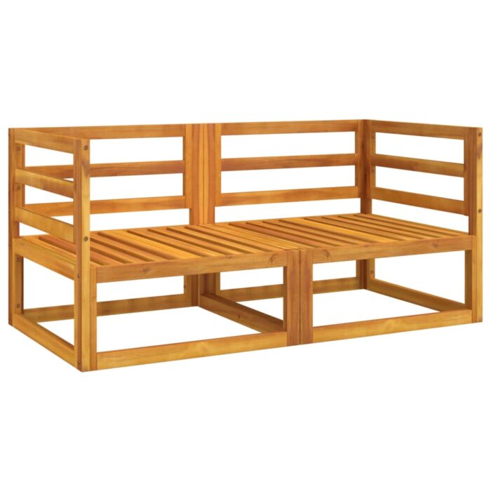 Canapés d'angle sectionnels 2 pcs coussins verts Bois acacia – Image 2