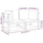 Canapés d'angle sectionnels 2 pcs coussins verts Bois acacia – Image 6