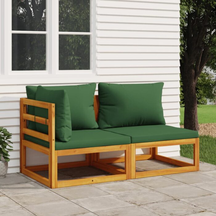 Salon de jardin avec coussins 2 pcs bois massif acacia – Image 1