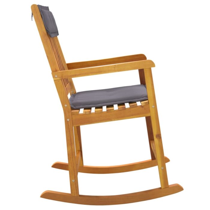 Chaise à bascule avec coussins bois massif d'acacia – Image 2