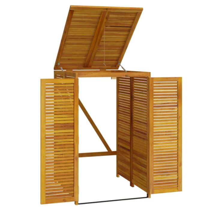 Cabanon à poubelle simple 70x89x117 cm bois massif d'acacia – Image 3