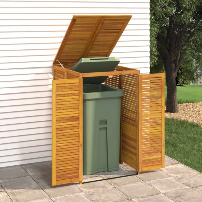 Cabanon à poubelle simple 70x89x117 cm bois massif d'acacia – Image 1