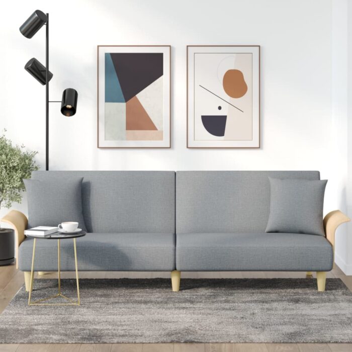 VXL8720845733414_m_en_hd_1.jpg Canapé-lit avec accoudoirs gris clair tissu – Image 1