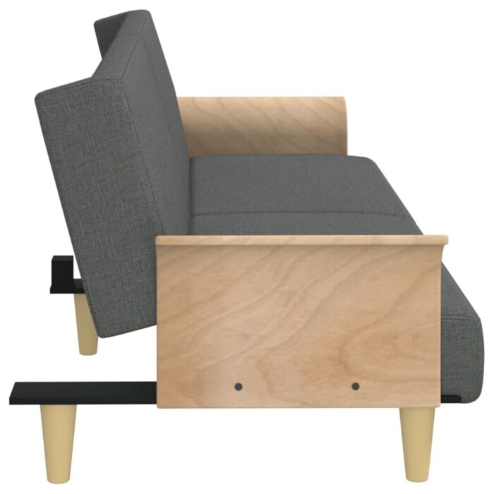 Canapé-lit avec accoudoirs gris foncé tissu – Image 3