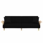 Canapé-lit avec accoudoirs noir tissu – Image 2