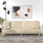 Canapé-lit avec accoudoirs crème tissu