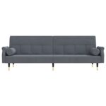 Canapé-lit avec coussins gris foncé velours – Image 2